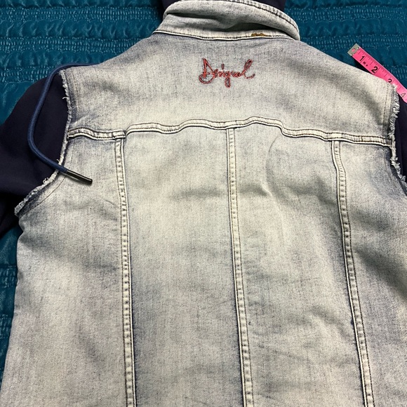 Desigual Denim Sweatshirt Hooded Embroidered Jacket Red, Blue Size 42 US 10 - Picture 4 of 9